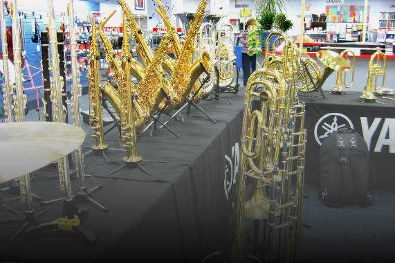 Instrument Lessons - image of brass instruments